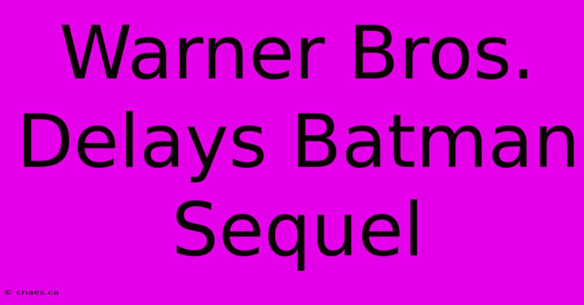 Warner Bros. Delays Batman Sequel