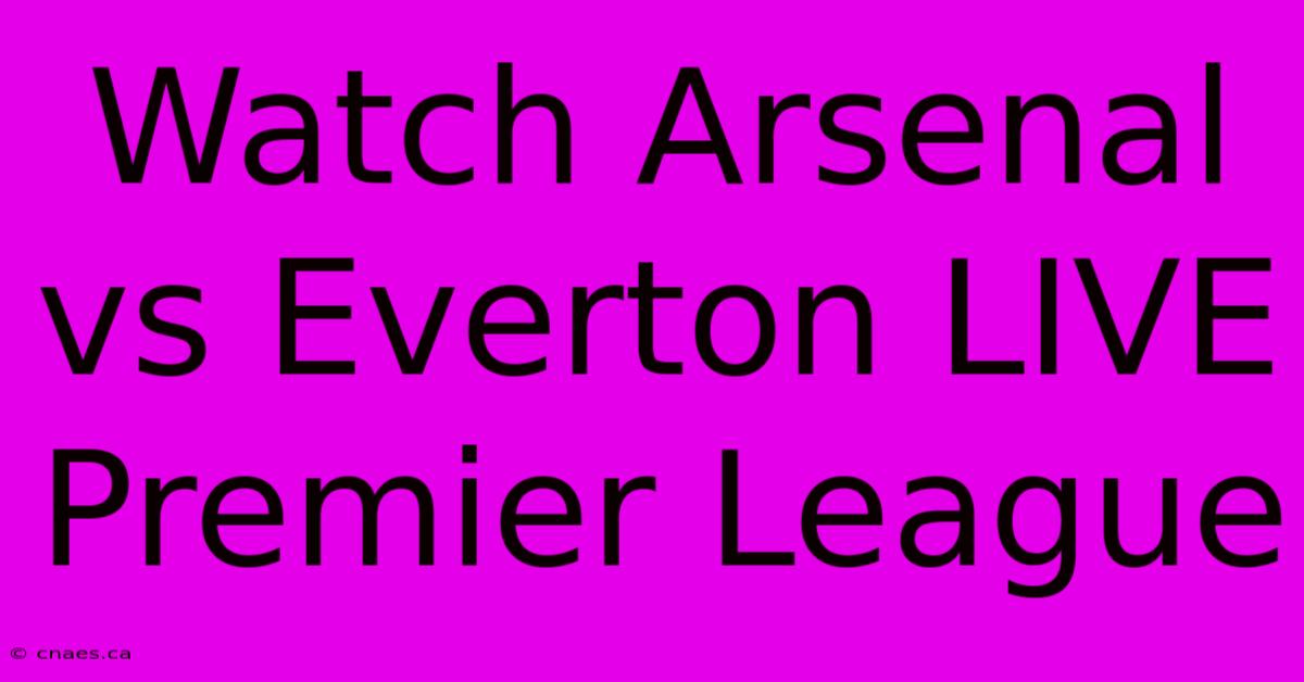 Watch Arsenal Vs Everton LIVE Premier League