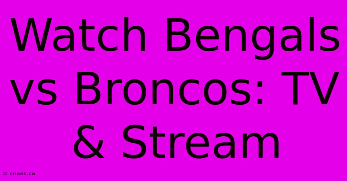 Watch Bengals Vs Broncos: TV & Stream