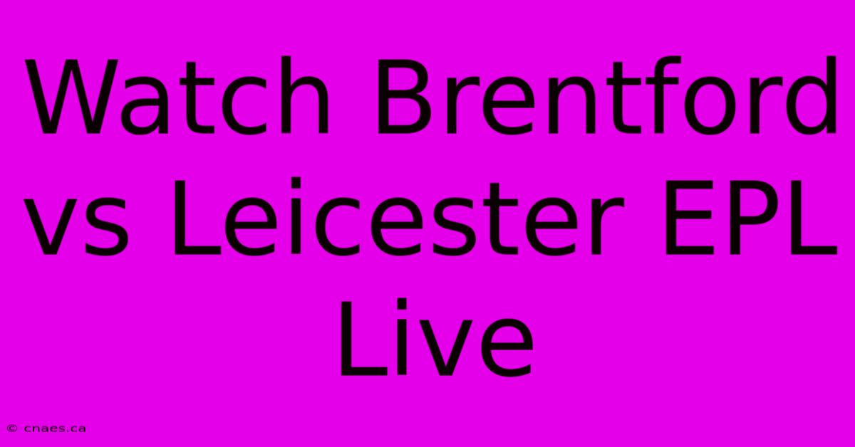 Watch Brentford Vs Leicester EPL Live