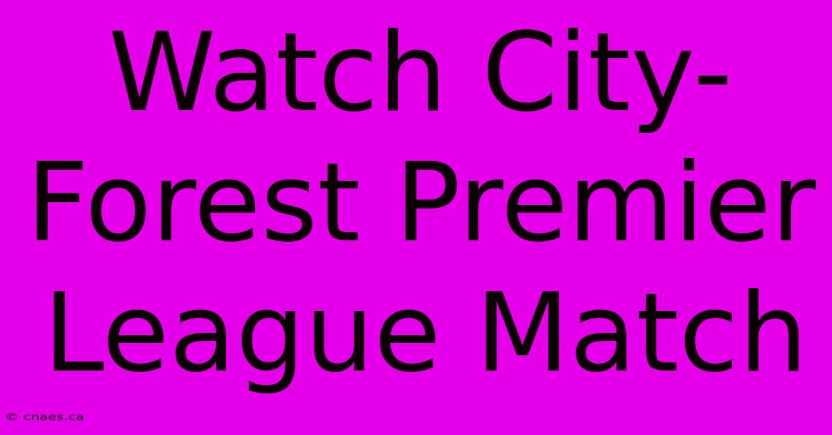 Watch City-Forest Premier League Match