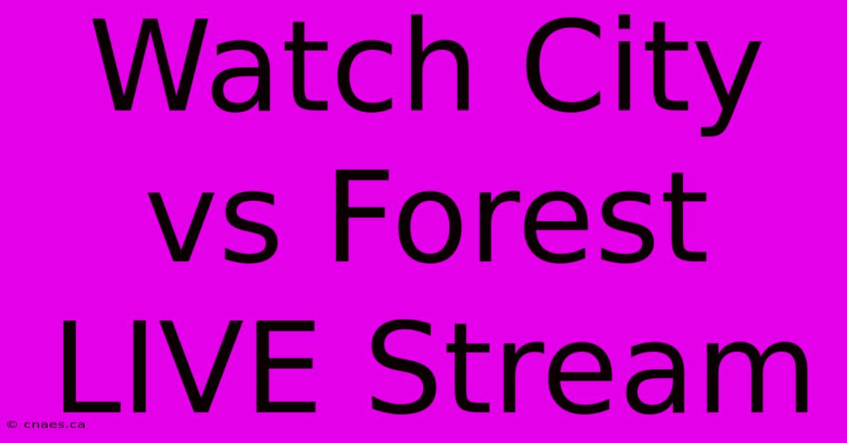 Watch City Vs Forest LIVE Stream