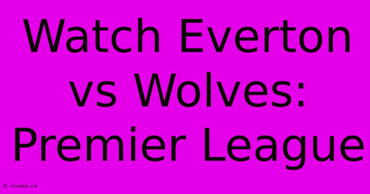 Watch Everton Vs Wolves: Premier League