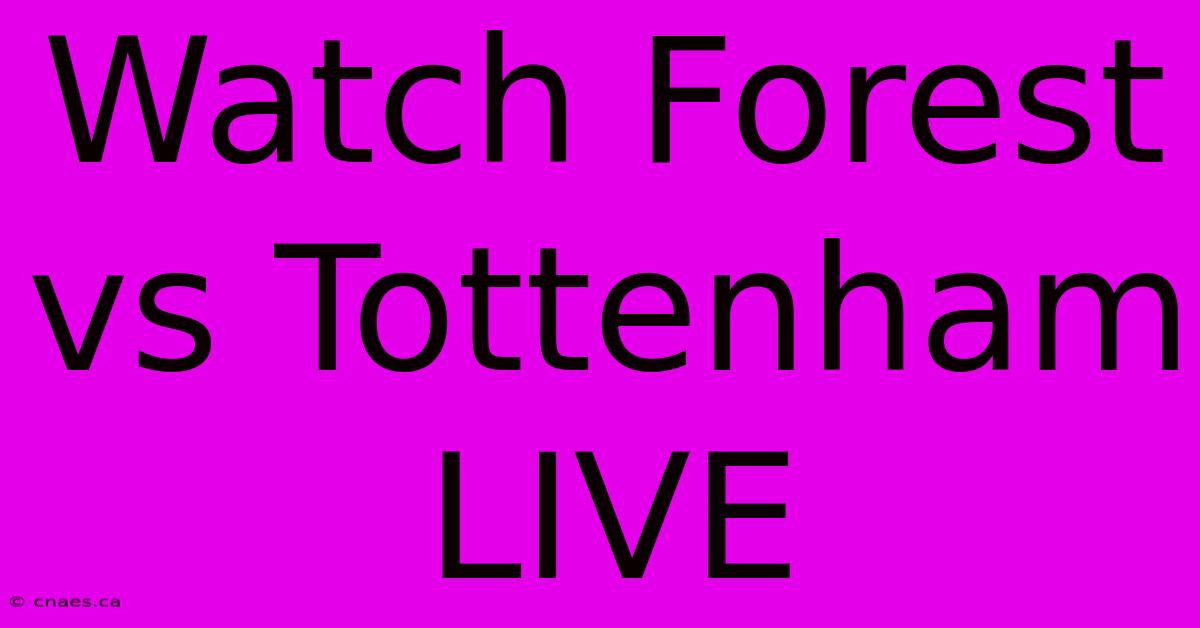 Watch Forest Vs Tottenham LIVE