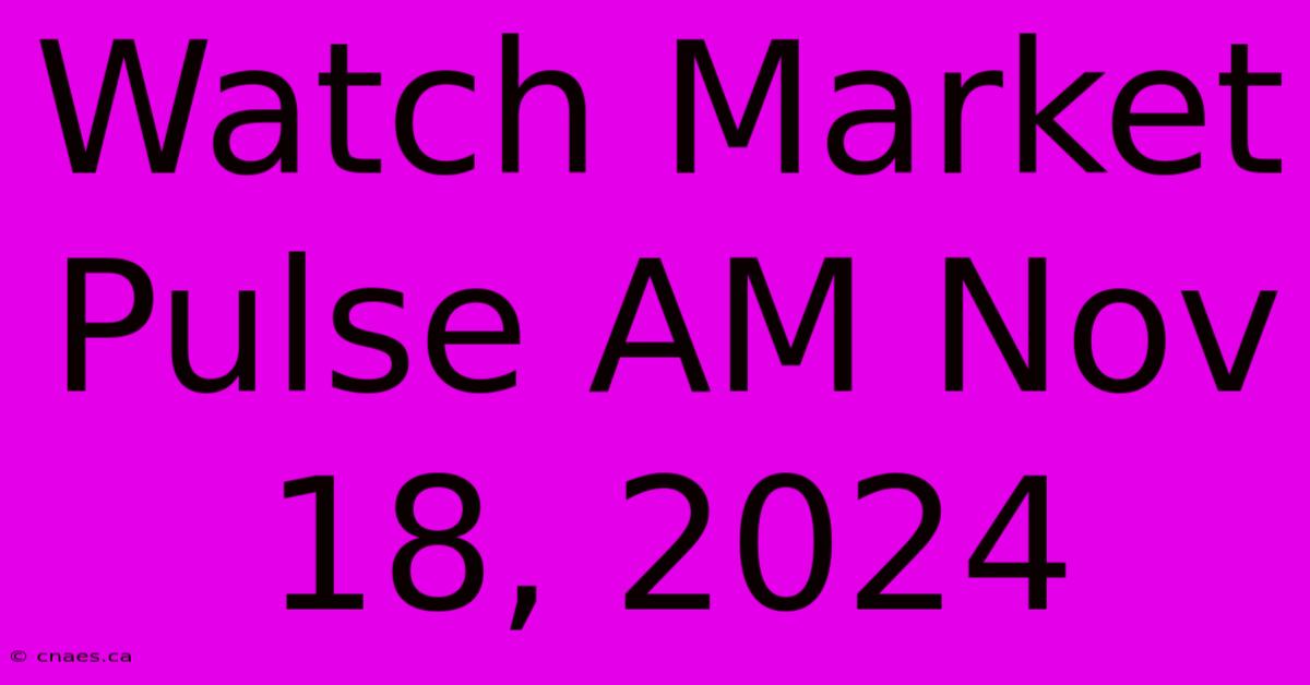 Watch Market Pulse AM Nov 18, 2024