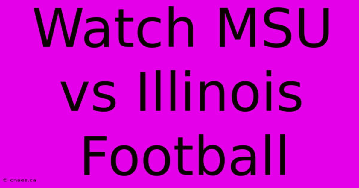 Watch MSU Vs Illinois Football