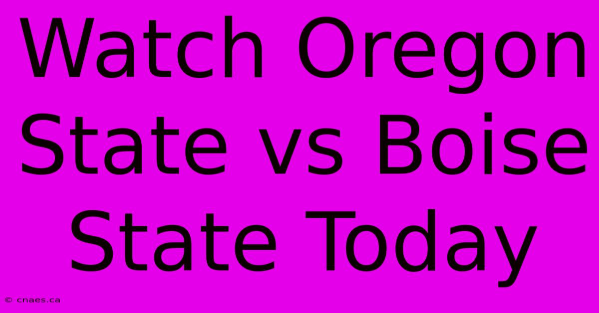 Watch Oregon State Vs Boise State Today