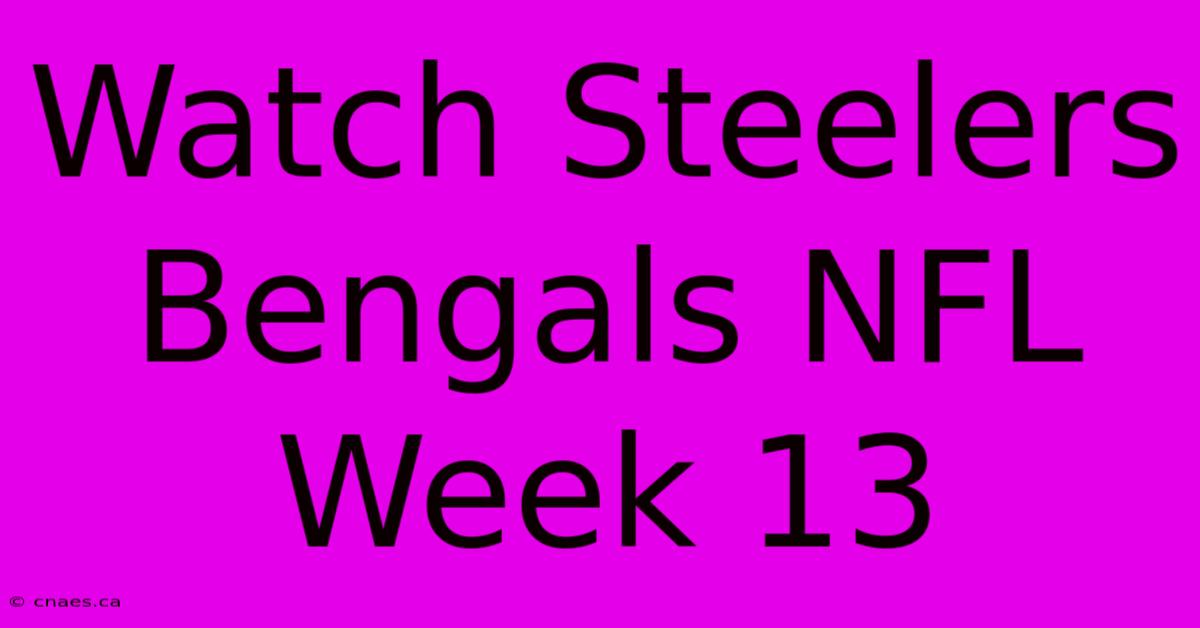 Watch Steelers Bengals NFL Week 13