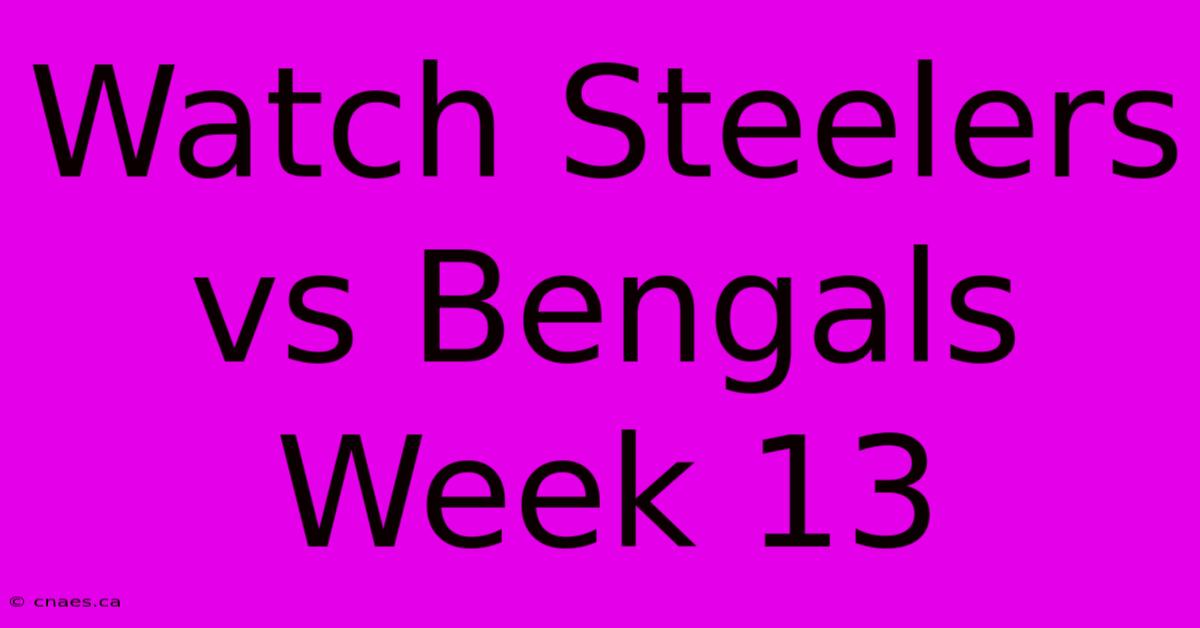 Watch Steelers Vs Bengals Week 13