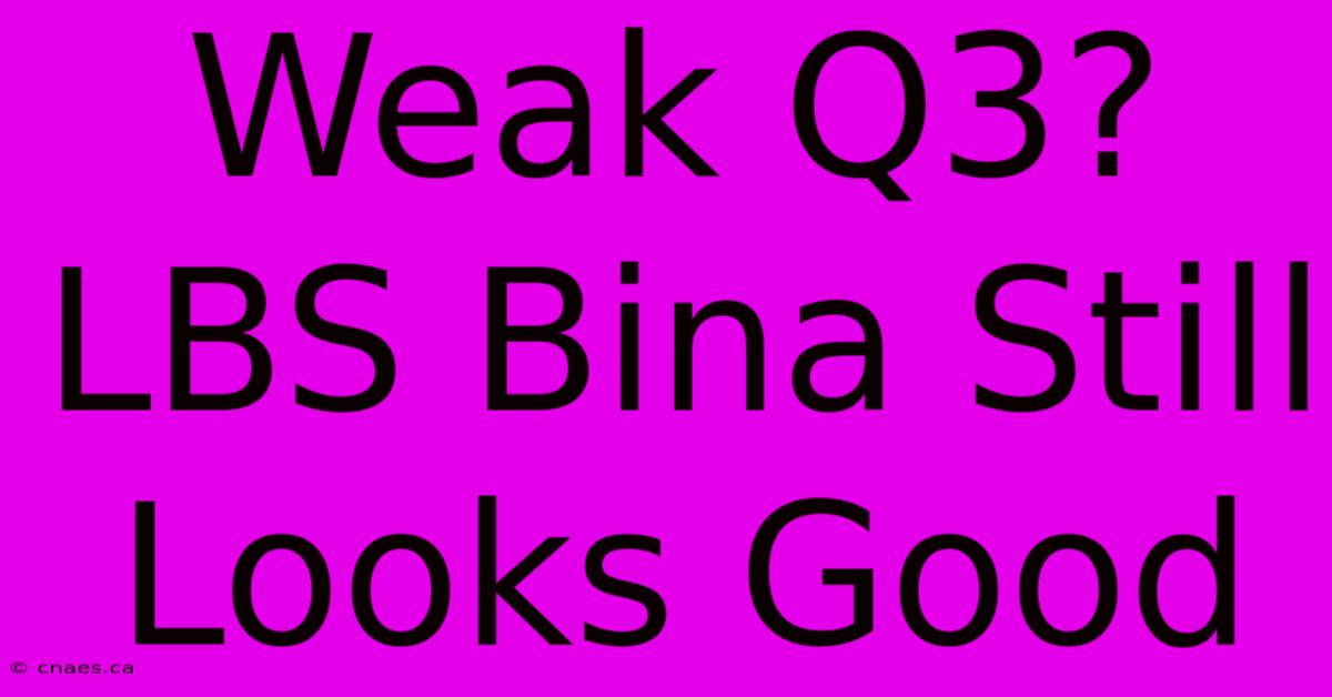 Weak Q3? LBS Bina Still Looks Good