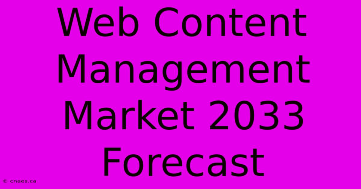 Web Content Management Market 2033 Forecast