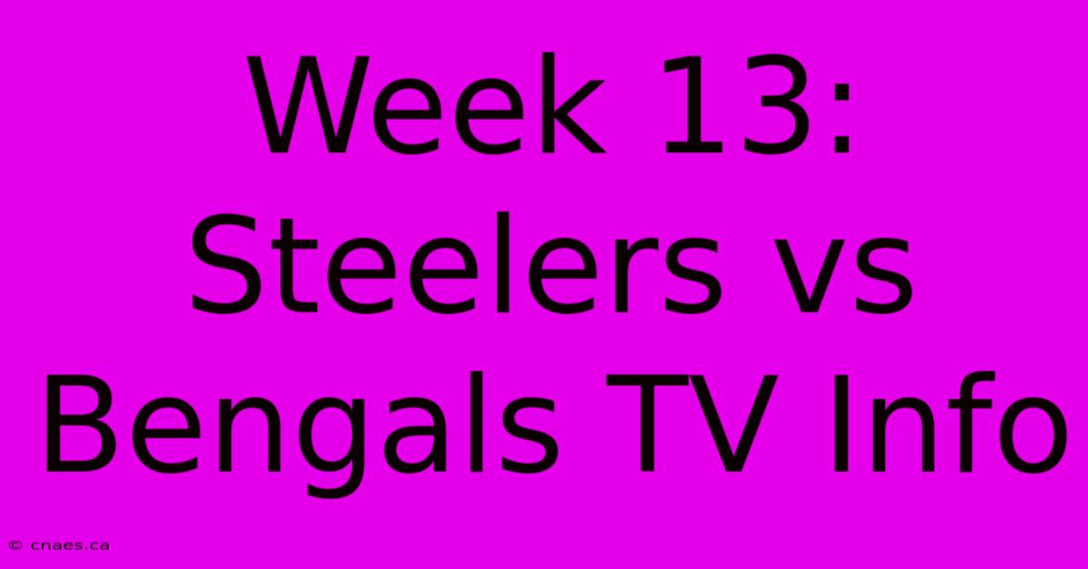 Week 13: Steelers Vs Bengals TV Info