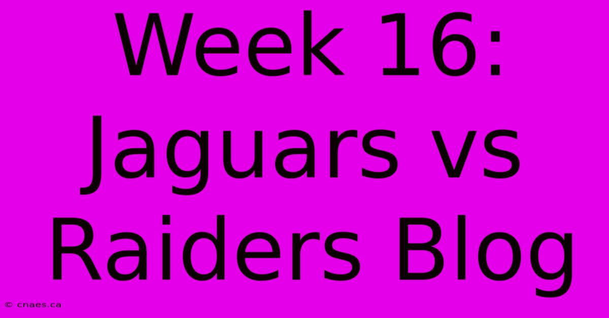 Week 16: Jaguars Vs Raiders Blog