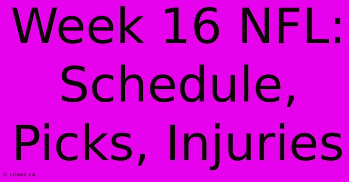 Week 16 NFL: Schedule, Picks, Injuries