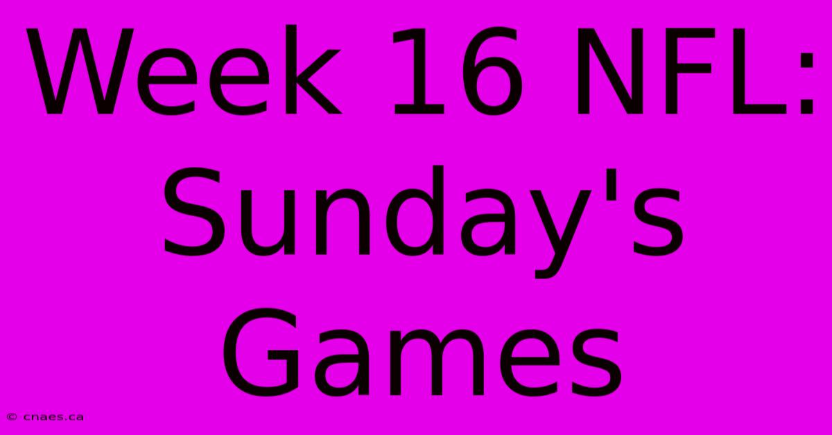 Week 16 NFL: Sunday's Games