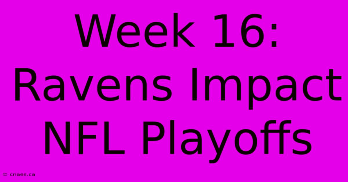 Week 16: Ravens Impact NFL Playoffs