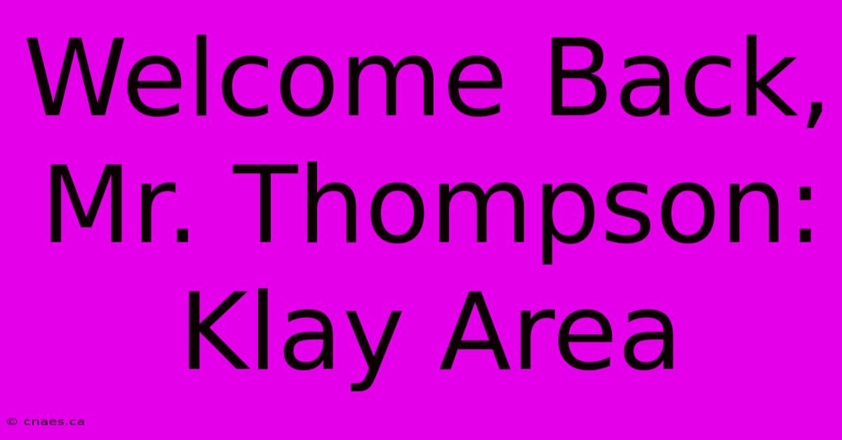 Welcome Back, Mr. Thompson: Klay Area