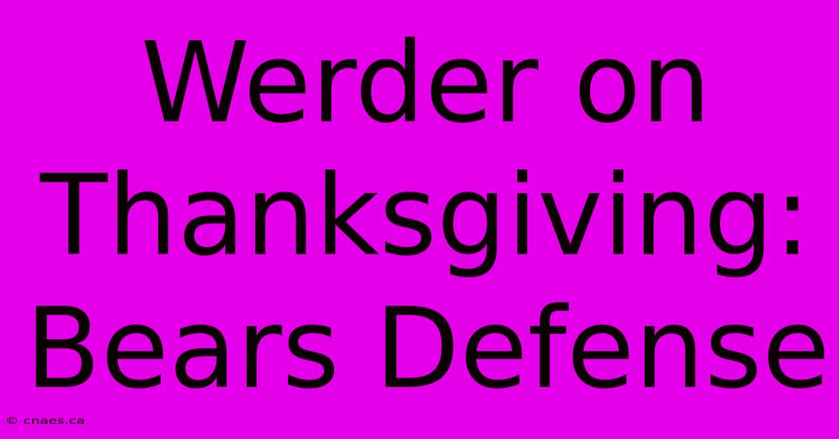 Werder On Thanksgiving: Bears Defense