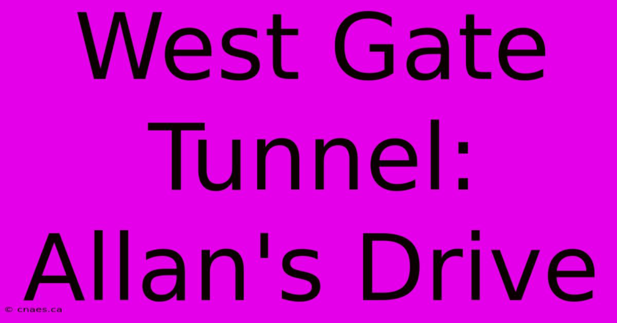 West Gate Tunnel: Allan's Drive