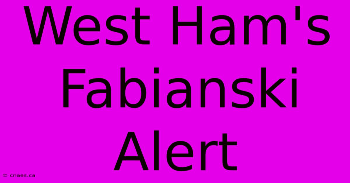 West Ham's Fabianski Alert