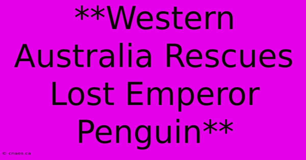 **Western Australia Rescues Lost Emperor Penguin**