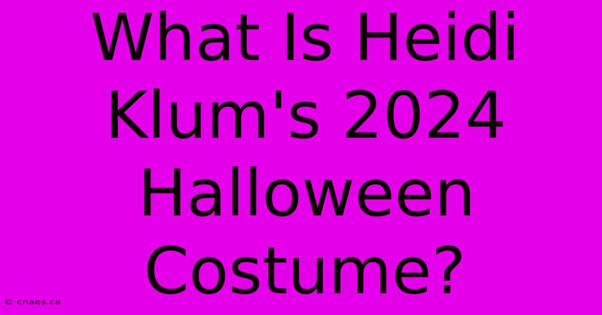 What Is Heidi Klum's 2024 Halloween Costume? 