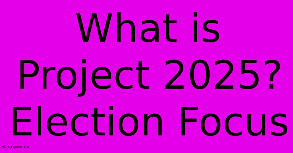 What Is Project 2025? Election Focus