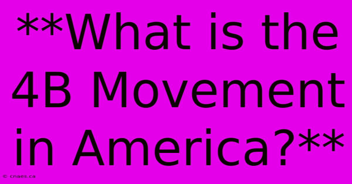 **What Is The 4B Movement In America?** 