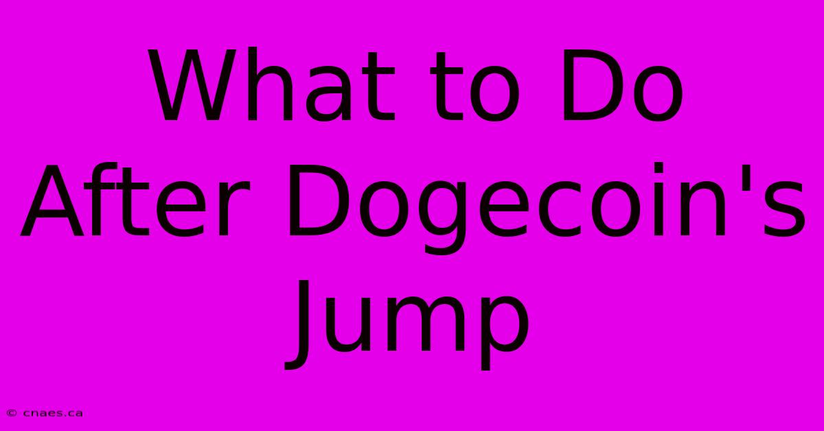 What To Do After Dogecoin's Jump