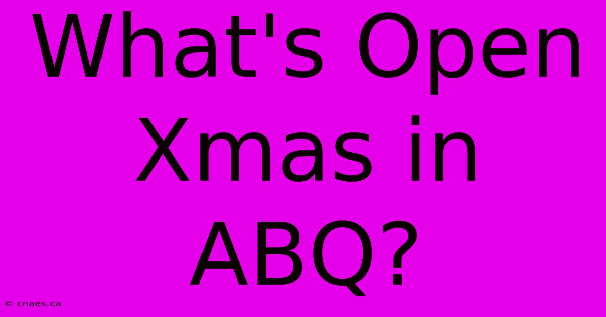 What's Open Xmas In ABQ?