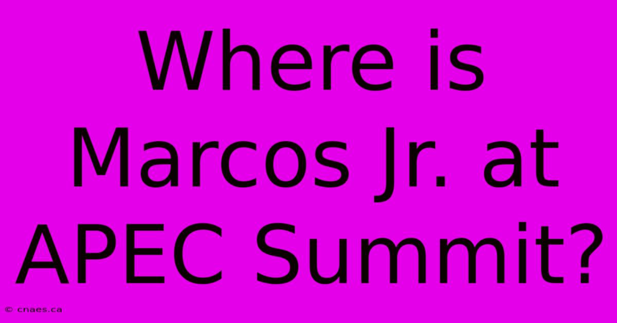 Where Is Marcos Jr. At APEC Summit?