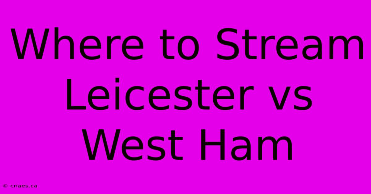 Where To Stream Leicester Vs West Ham