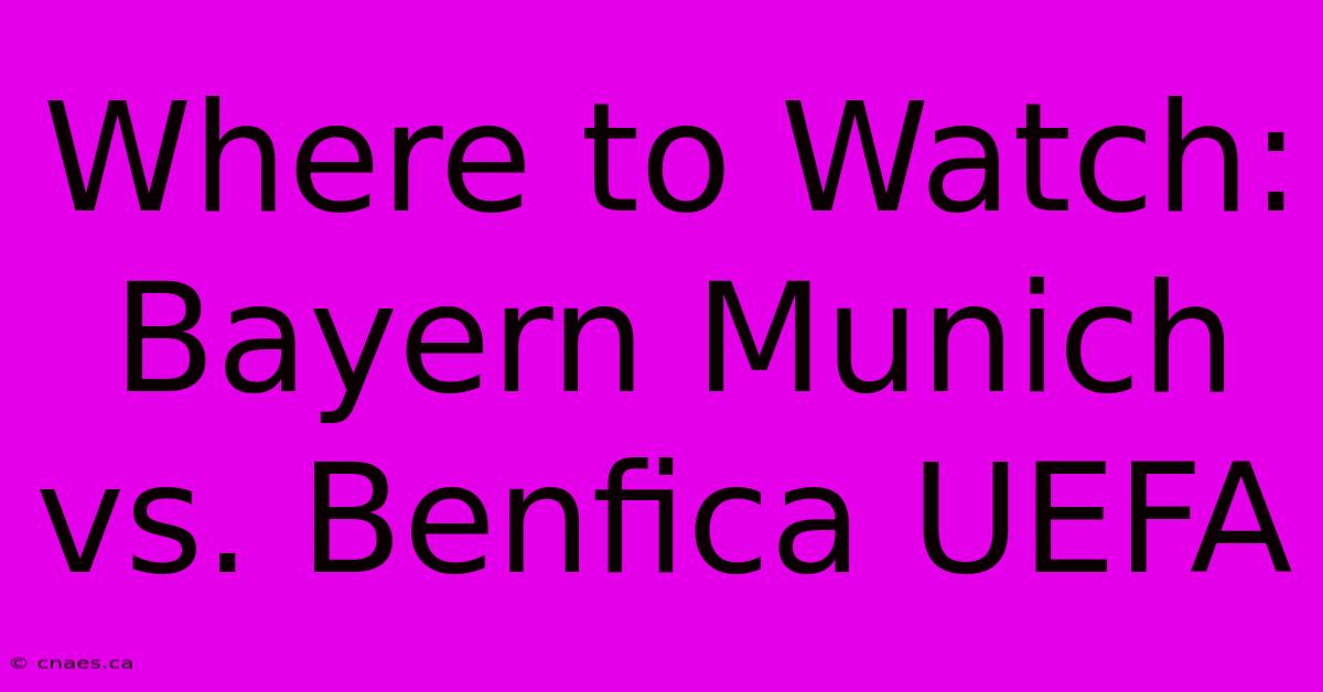 Where To Watch: Bayern Munich Vs. Benfica UEFA