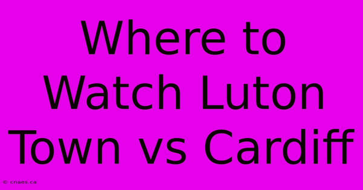 Where To Watch Luton Town Vs Cardiff