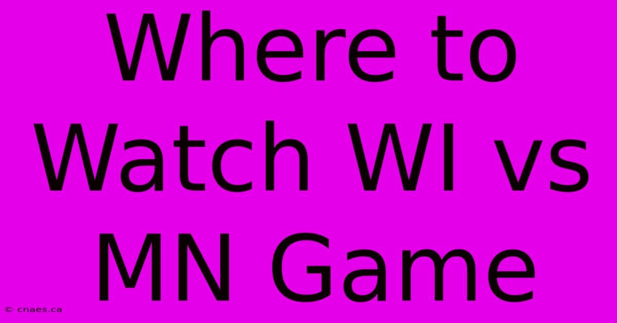 Where To Watch WI Vs MN Game