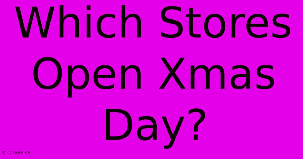 Which Stores Open Xmas Day?