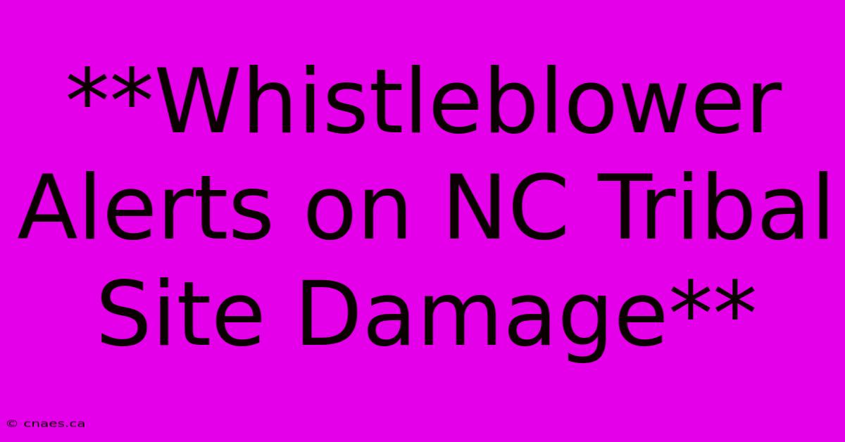 **Whistleblower Alerts On NC Tribal Site Damage**