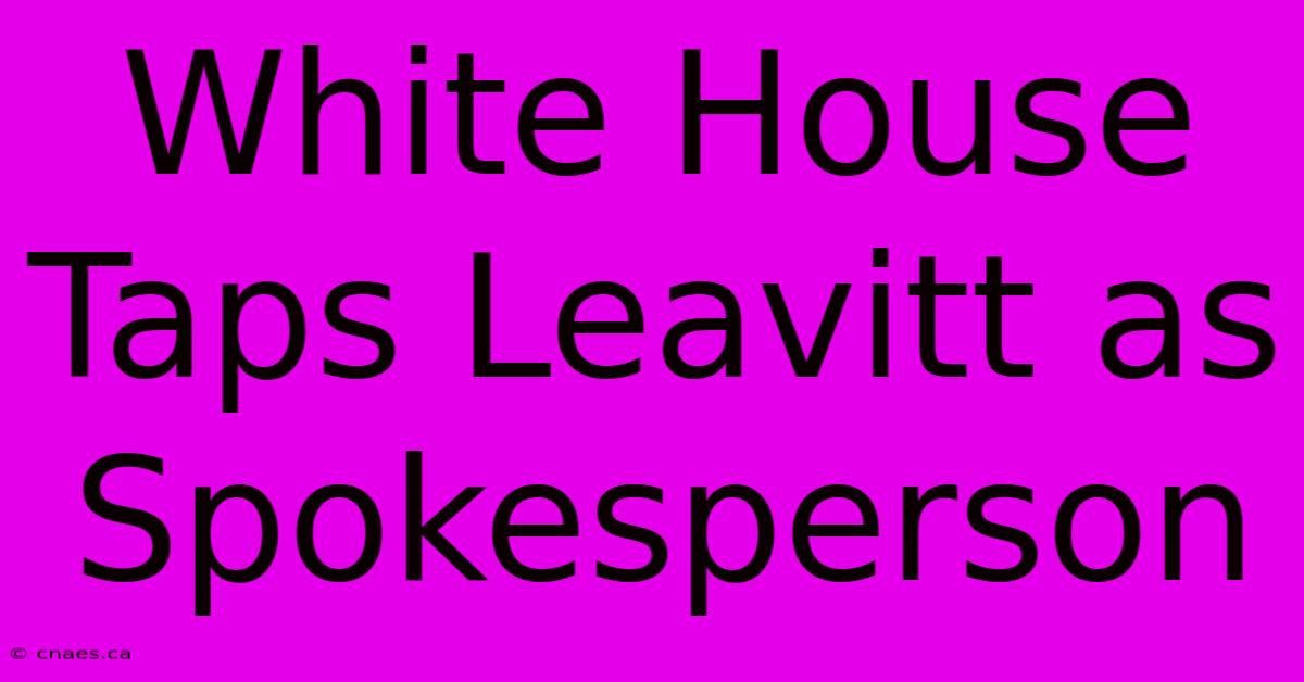 White House Taps Leavitt As Spokesperson