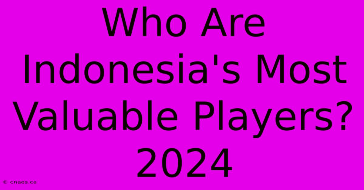 Who Are Indonesia's Most Valuable Players? 2024