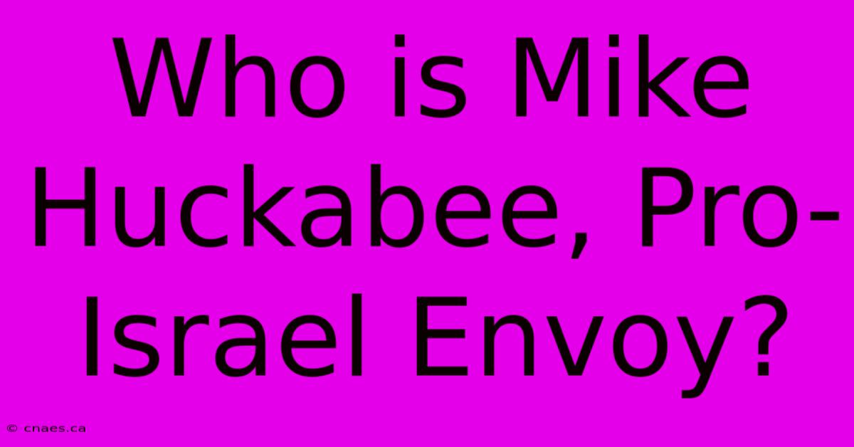 Who Is Mike Huckabee, Pro-Israel Envoy?