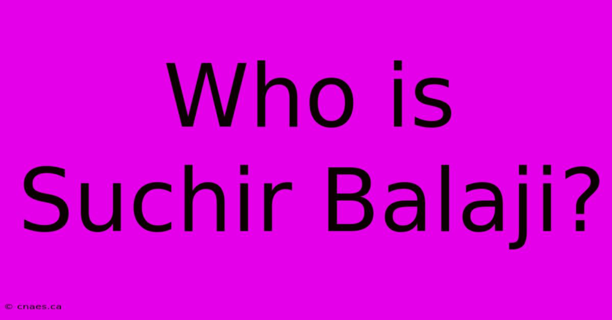 Who Is Suchir Balaji?