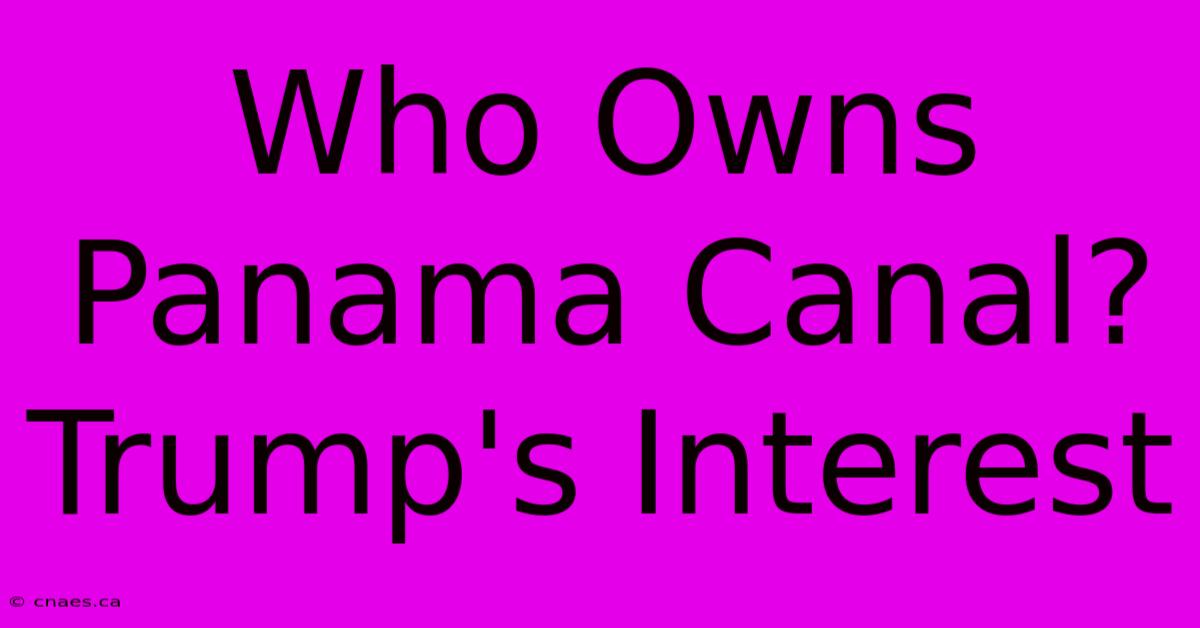 Who Owns Panama Canal? Trump's Interest