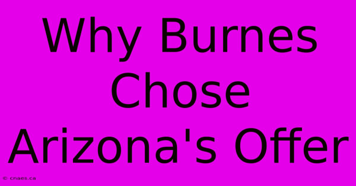 Why Burnes Chose Arizona's Offer