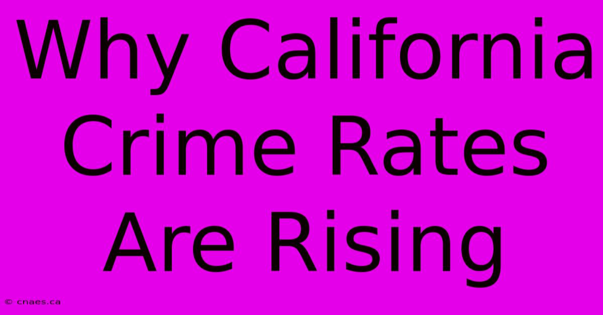 Why California Crime Rates Are Rising