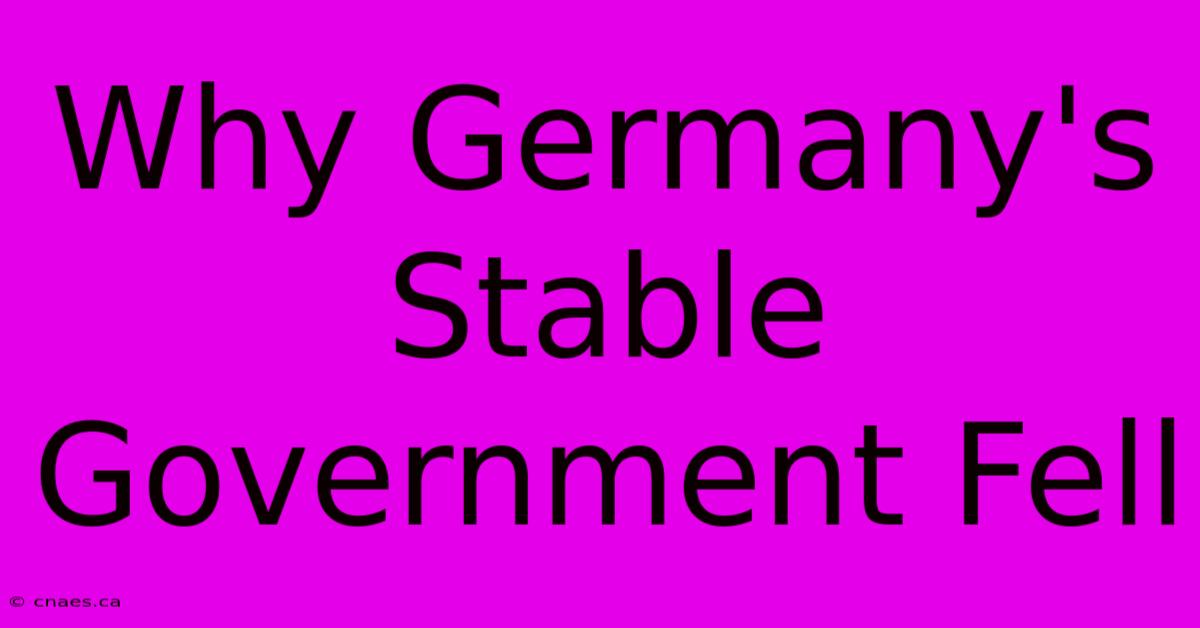 Why Germany's Stable Government Fell