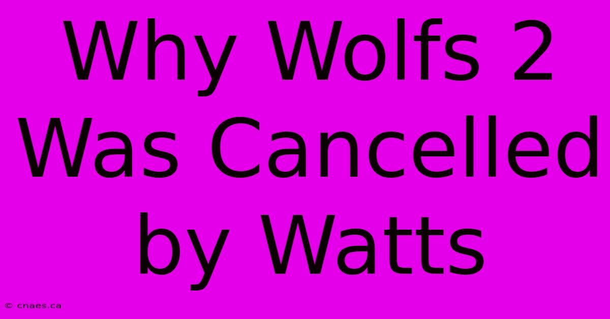 Why Wolfs 2 Was Cancelled By Watts