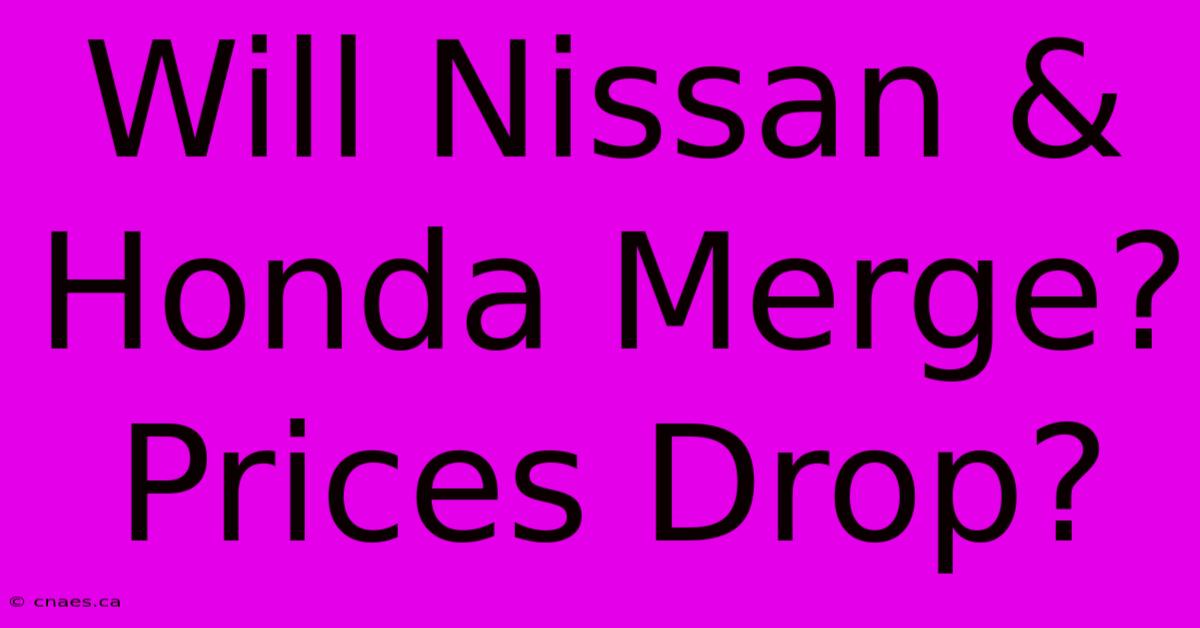 Will Nissan & Honda Merge? Prices Drop?