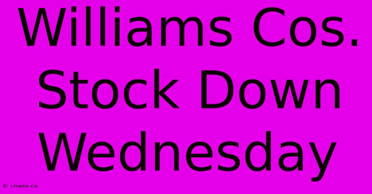 Williams Cos. Stock Down Wednesday