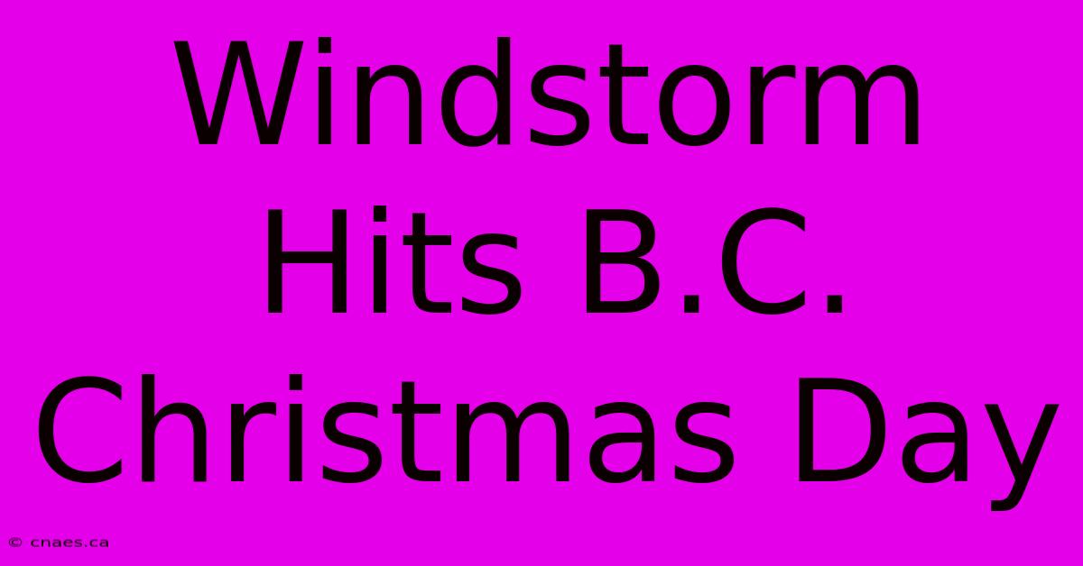 Windstorm Hits B.C. Christmas Day