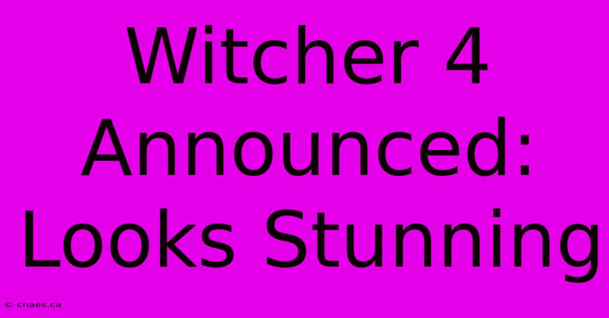 Witcher 4 Announced: Looks Stunning